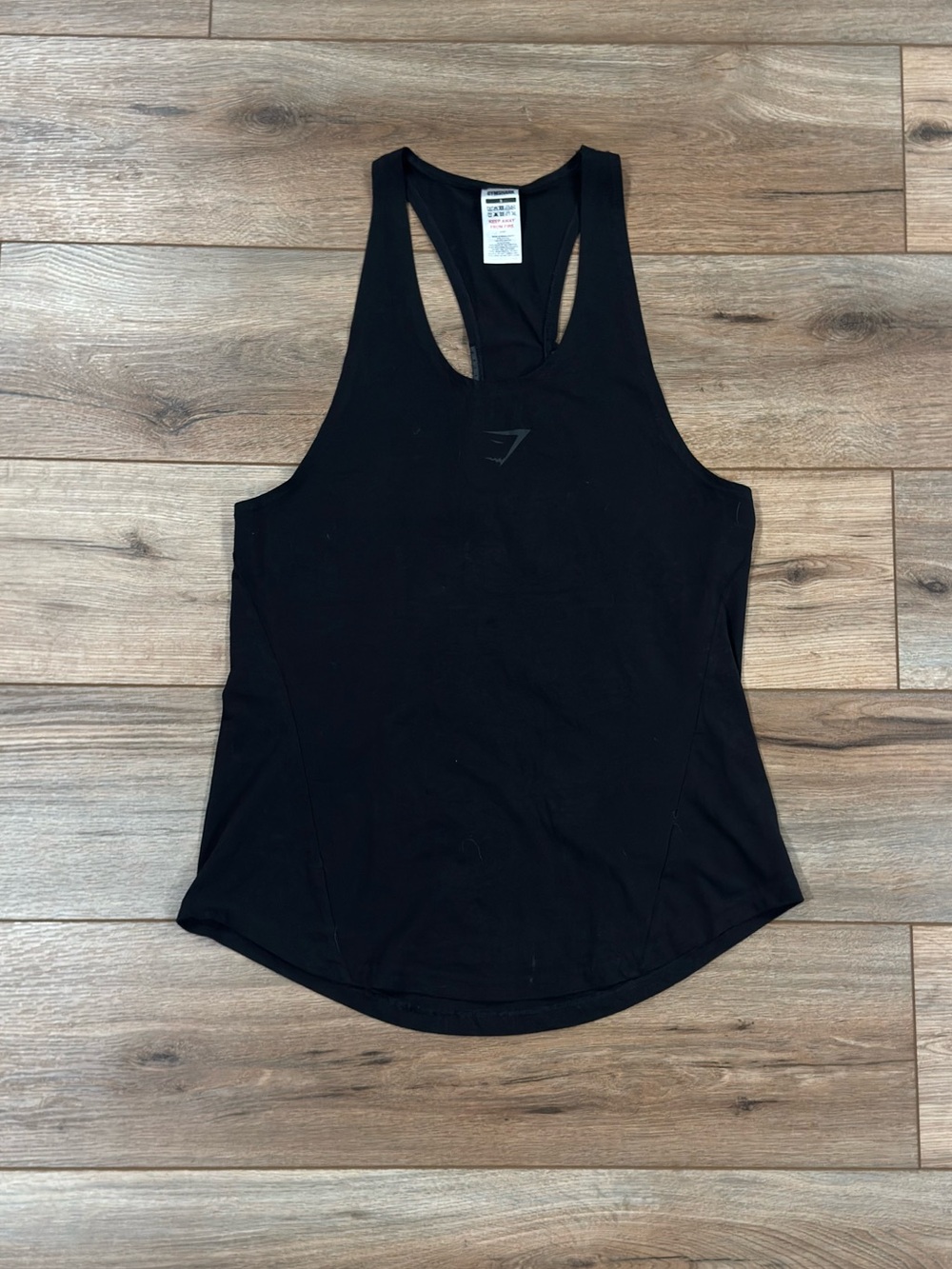 GYMSHARK Gymcore Casual All Black Racerback Logo Graphic Tank Top | Size Small